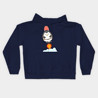 Penguin Flying Rocket Kids Hoodie